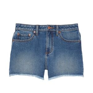 VS Pink Denim High Rise Jean Shorts size 10 medium wash frayed hem blue